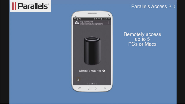 Video demo of Parallels Access, an app for Android phones and tablets, iPads and iPhones that lets you remotely access all applications and files on your PC or Mac and use them just like they were made for your device. This demo features a Samsung Galaxy S5 phone. Get details and download a free trial at www.parallels.com/access.