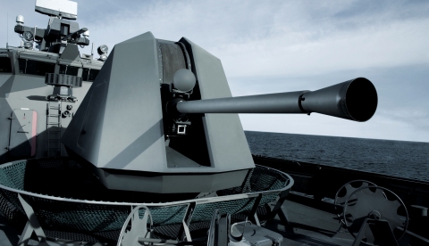 BAE Systems' 57 Mk3 naval gun can fire four rounds per second and can switch immediately between ammunition types to provide superb survivability and tactical freedom at all levels of conflict. (photo: BAE Systems)