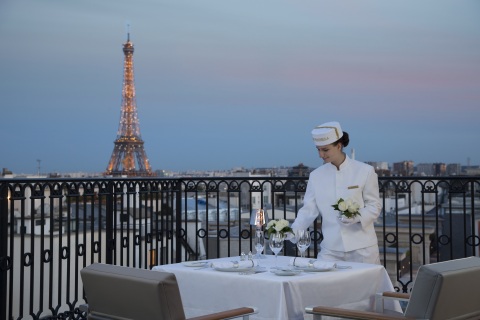 View towards the Eiffel Tower from the L’Oiseau Blanc terrace (Photo: Business Wire)