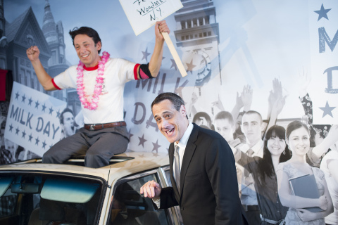 Stuart Milk unveils the wax figure of his uncle, civil and human rights leader, Harvey Milk at Madame Tussauds San Francisco. (Photo: Business Wire)