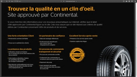 www.123pneus.fr, the French online store of Europe’s leading Internet tyre dealer Delticom, has been awarded the title “Continental approved website”. (Photo: Business Wire)