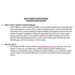 Band Together to Banish Bullying Frequently Asked Questions. http://bit.ly/BTProject (Document: Business Wire)
