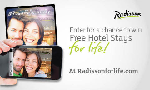 Enter for a chance to win Free Hotel Stays for life! At Radissonforlife.com (Graphic: Radisson)