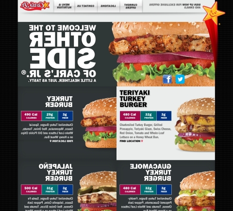 This week, Carl’s Jr. and Hardee’s launched their “Other Side” websites featuring their not-so-secret menu of lower carb, lower calorie or lower fat options. (Graphic: Business Wire)