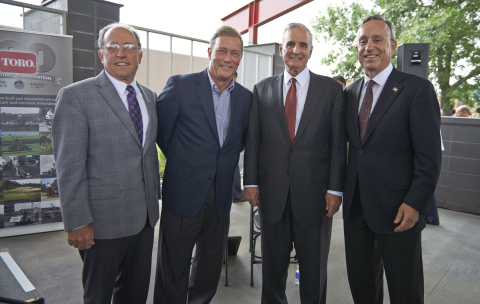 Left to right: Mayor Gene Winstead (Bloomington); Jeff Appelquist, author of Toro's recently released centennial book, Legacy of Excellence; Governor Mark Dayton (Minnesota); and Michael J. Hoffman, Toro's chairman and CEO (Photo: The Toro Company)