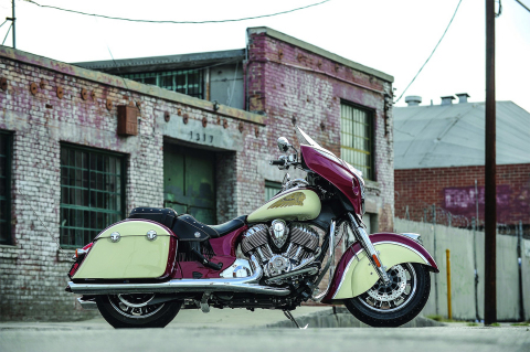 Indian Motorcycle's all-new 2015 Indian Chieftain in Indian Motorcycle Red and Ivory Cream two-tone paint scheme (Photo: Indian Motorcycle)