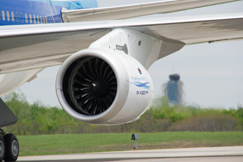 Alcoa announced a 10-year, $1.1 billion agreement with Pratt & Whitney, a division of United Technologies Corp., for state-of-the-art jet engine components including the forging for the first ever aluminum fan blade for Pratt & Whitney's PurePower(R) engines, shown here. (Photo courtesy of Pratt & Whitney)