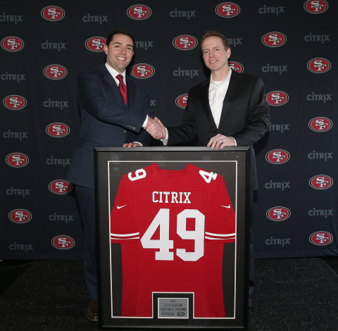 San Francisco 49ers CEO Jed York (left) joins Citrix COO and CFO David Henshall (right) © Copyright 2014, Levis Stadium, all rights reserved (Photo: Business Wire)