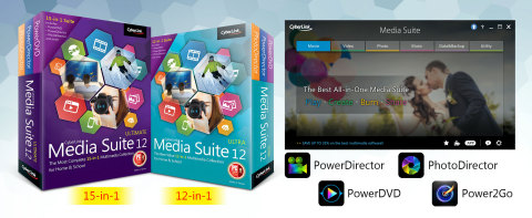 New suite includes the multi award-winning trio of PowerDVD, PowerDirector and PhotoDirector; Media Suite 12 truly satisfies the CREATE & PLAY needs of families and students alike. (Graphic: Business Wire)