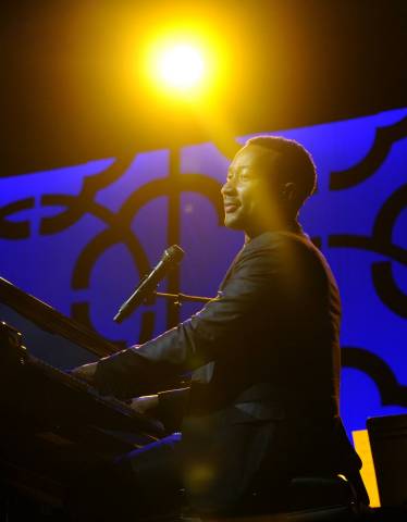 GRAMMY Award-winning musician John Legend performs at the Starkey Hearing Foundation's "So the World May Hear" Awards Gala on Sunday, July 20, 2014 in St. Paul, Minn. The foundation gives away more than 100,000 hearing aids in the U.S. and around the world annually. (Photo by Diane Bondareff/Invision for Starkey Hearing Foundation/AP Images)