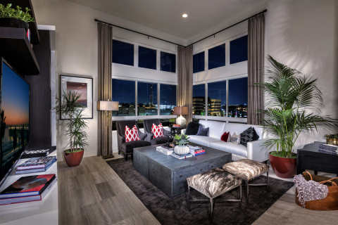 Living area at KB Home's Skylar at Playa Vista in Los Angeles. (Photo: Business Wire)