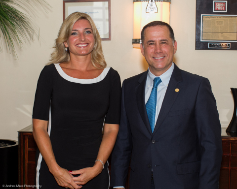 Anita Funtek, CEO Of The Miami New Construction Show, With Miami Beach Mayor Philip Levine At The July 22 Kickoff Event For The 1st Annual Preconstruction Condo Buyers Expo From Aug. 29-31 At The Miami Beach Convention Center. (Photo: Business Wire)
