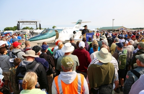 Honda Aircraft Company debuted the first production HondaJet during a special event at EAA AirVenture Oshkosh 2014 on July 28. (Photo: Business Wire)