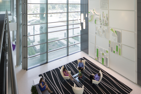 The lobby of TD Ameritrade's LEED Platinum certified headquarters. Photo courtesy of Bob Ervin Photography.