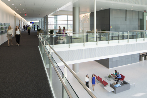 The second floor lobby of TD Ameritrade's LEED Platinum certified headquarters. Photo courtesy of Bob Ervin Photography.