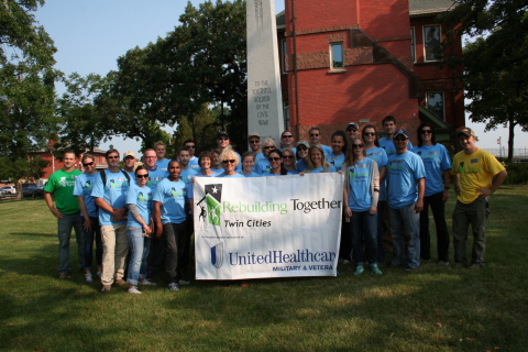 Volunteers from UnitedHealthcare Military & Veterans at the Minnesota Veterans Home - Minneapolis, where company volunteers joined Rebuilding Together Twin Cities today to make several renovations at the campus (Photo: Rebuilding Together).