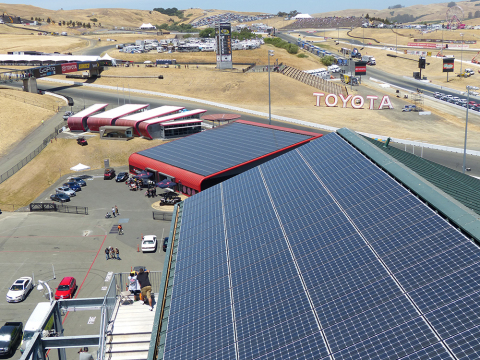 Panasonic has helped Sonoma Raceway reduce its environmental impact by installing a Solar Power Generating System that supplies approximately 40% of the circuit's power needs. (Photo: Business Wire)
