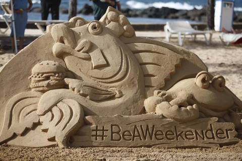 Sand sculptures were created to celebrate National Play in the Sand Day on Monday, Aug 11, 2014 at Caribe Hilton, in San Juan, Puerto Rico. (Photo by Ricardo Arduengo/Invision for Hilton Worldwide/AP Images). Hilton is inspiring travelers to Be A Weekender and book at HiltonWeekends.com
