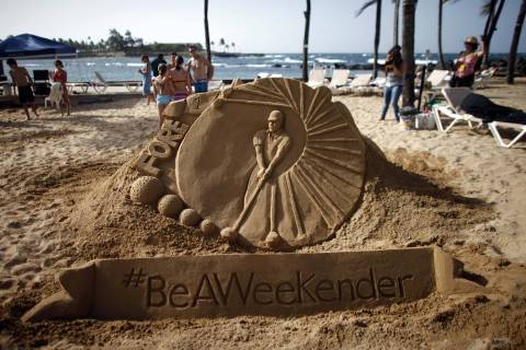 Sand sculptures were created to celebrate National Play in the Sand Day on Monday, Aug 11, 2014 at Caribe Hilton, in San Juan, Puerto Rico. (Photo by Ricardo Arduengo/Invision for Hilton Worldwide/AP Images). Hilton is inspiring travelers to Be A Weekender and book at HiltonWeekends.com