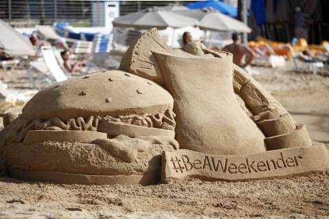 Sand sculptures were created to celebrate National Play in the Sand Day on Monday, Aug 11, 2014 at Caribe Hilton, in San Juan, Puerto Rico. (Photo by Ricardo Arduengo/Invision for Hilton Worldwide/AP Images). Hilton is inspiring travelers to Be A Weekender and book at HiltonWeekends.com