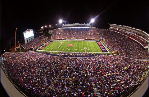 C Spire and the Ole Miss Athletic Department have installed a new state-of-the-art Wi-Fi network in the 60,580 seat-capacity Vaught Hemingway stadium for the 2014 college football season. (Photo: Business Wire)