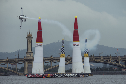 Martin Sonka of the Czech Republic performs during the qualifying for the third stage of the Red Bull Air Race World Championship in Putrajaya, Malaysia on May 17, 2014. Photo Credit: Jörg Mitter/Red Bull Content Pool
