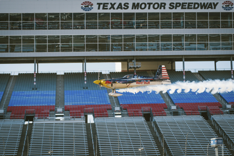 Kirby Chambliss flies just over the surface of the Texas Motor Speedway in Fort Worth, TX, USA on 16 December, 2013. Photo Credit: Skyler Fike / Red Bull Content Pool