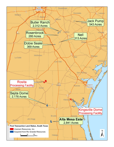 Appendix 1: Map of Uranium Resources' South Texas Properties (Graphic: Business Wire)