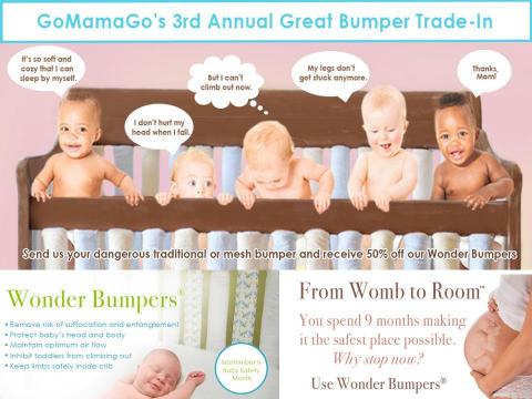 Vertical rail guards, known as Wonder Bumpers, are the solution to previously dangerous crib bedding. (Graphic: Business Wire)