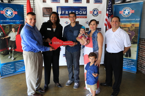 Wells Fargo Bank, Operation Homefront, and Brick House Tavern + Tap joined forces to present a mortgage-free home to U.S. Marine Corporal Esteban Russi and his family. (Photo: Business Wire)