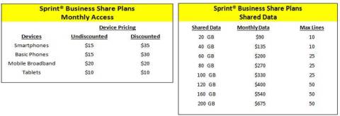 Sprint Business Share Plans deliver twice the amount of data for a lower price than AT&T and Verizon. (Graphic: Business Wire)