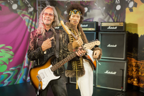 Leon Hendrix stands with a wax figure of his legendary brother Jimi Hendrix after seeing it for the first time at Madame Tussauds in honor of Jimi Hendrix Day and the 44th anniversary of his death on Thursday, September 18, 2014 in San Francisco, Calif. (Beck Diefenbach / Madame Tussauds)