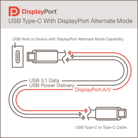 The New DisplayPort Alternate Mode for USB Type-C Connector Cable (Graphic: Business Wire)
