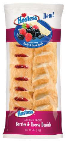 Hostess Brands debuted eight new single-serve breakfast treats at the annual NACS Show in Las Vegas, including four new 5.0 ounce Danish Pastries available in Apple, Berries & Cheese, Cheese and Chocolate. (Photo Credit: Business Wire)