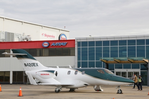 In September, the first production HondaJet started a demonstration tour with dealers in North America. Here the HondaJet is pictured at Calgary International Airport (YYC) during one of its many stops. (Photo: Business Wire)