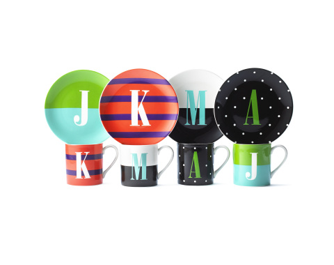 Kate Spade New York Monogram Plates and Mugs, $15 each, available at select Macy's (Photo: Business Wire)