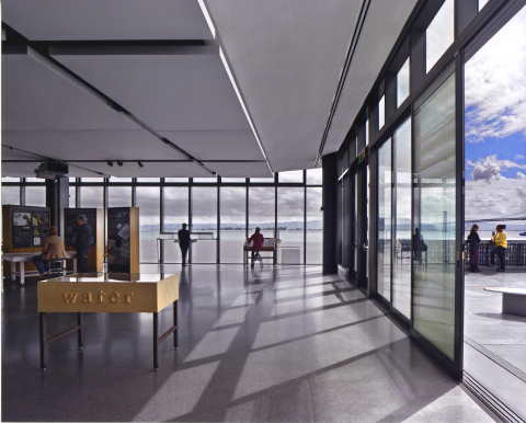 View of the Fisher Bay Observatory Gallery at the Exploratorium, a world-renowned museum of art, science and human perception in San Francisco. The Exploratorium, EHDD Architecture and Wilson Meany won a prestigious Urban Land Institute Global Award for Excellence for the environmentally friendly development project on historic Pier 15. Image by Bruce Damonte.