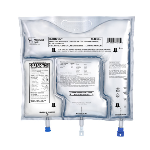 Kabiven is now available as a new option for parenteral nutrition patients. Kabiven is the only three-chamber bag approved in the United States for parenteral nutrition. The bag provides premixed solutions that do not require refrigeration (shelf-stable) and it is activated by rolling. (Photo: Business Wire)