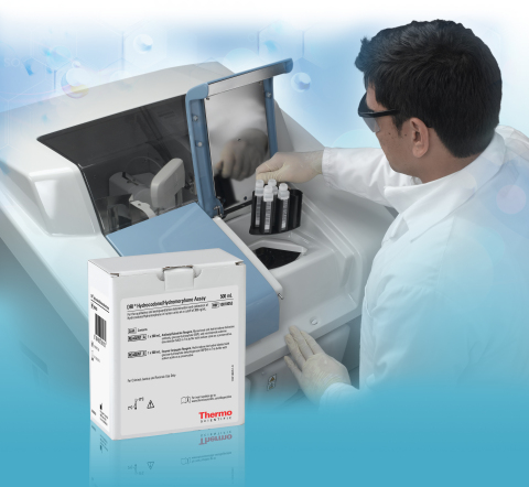 The Thermo Scientifi DRI Hydrocodone/Hydromorphone Assay. The new assay is a homogeneous enzyme immunoassay that specifically detects hydrocodone and major metabolites in human urine at a 300 ng/mL cut-off. (Graphic: Business Wire)