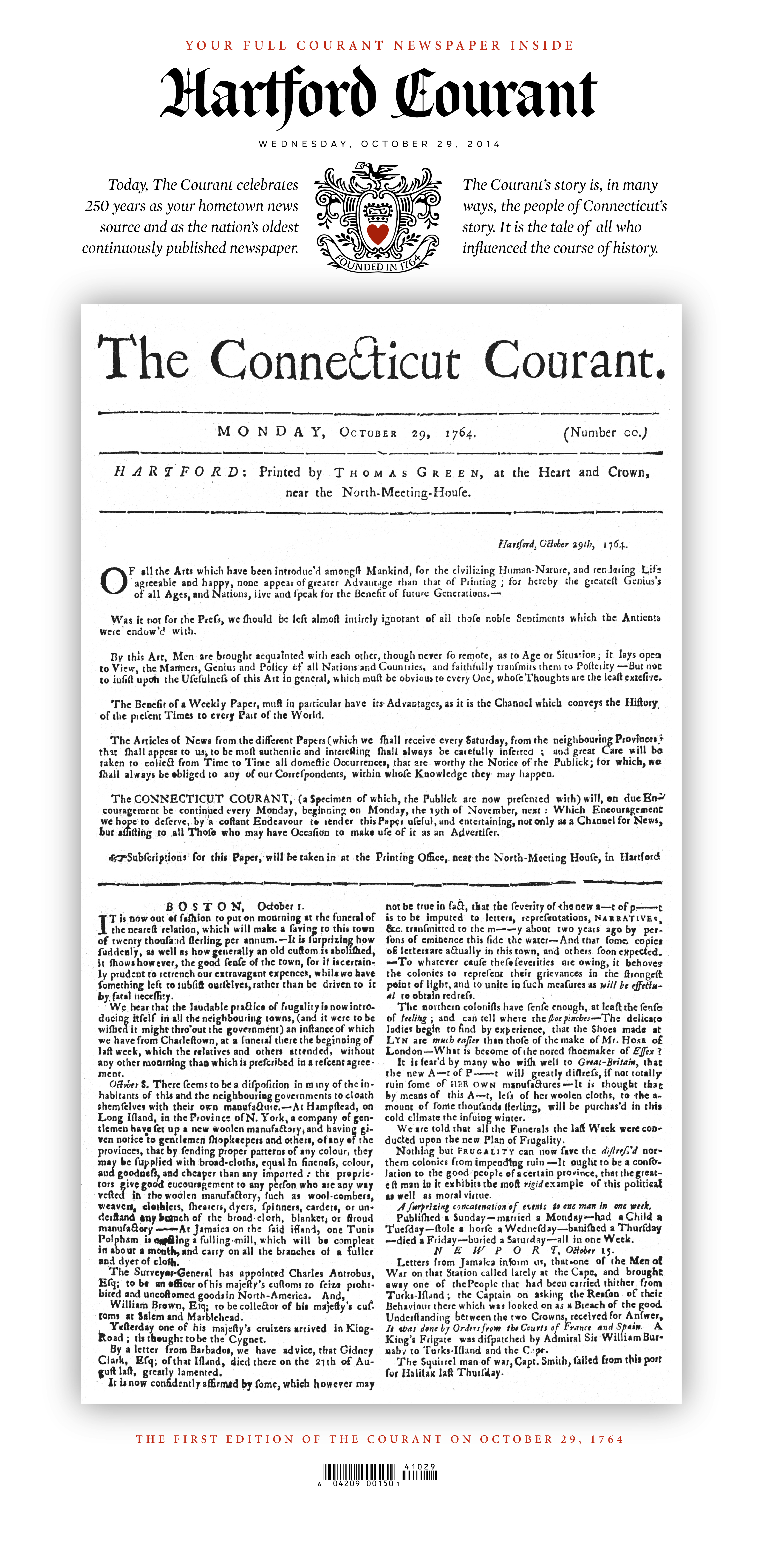 Original 1795 CONNECTICUT COURANT Hartford newspaper GEORGE WASHINGTON President 