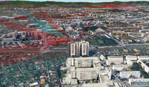 Comsearch's iQ.linkXG includes direct, live integration with Google Earth, which enables all microwave sites and links designed and stored in iQ.linkXG's database to be automatically displayed. This feature empowers design engineers to confirm line of sight conditions and see exactly where their sites and links are located against Google Earth's rich backdrop of terrain, building and other layers. (Graphic: Business Wire)