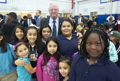 Jack Lund, president & CEO of the YMCA of Greater New York celebrates the opening of the Rockaway YMCA at Arverne by the Sea in 2014. (Photo: Business Wire)