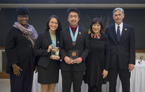 David Wu and Xinchu Tian are the team winners of the Siemens Competition regional event held at the University of Notre Dame. They advance to the National Finals in Washington, D.C. (Photo: Business Wire)