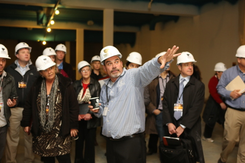 Kalahari Resorts and Conventions' owner, Todd Nelson, tours a group around the upcoming Kalahari property in the Pocono Mountains, Pennsylvania. The 150-acre project is on track for a June 2015 opening. For more information or to make reservations visit www.KalahariResorts.com/Pennsylvania. (Photo: Business Wire)