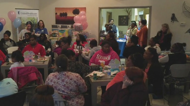 UnitedHealthcare hosted a community baby shower for more than 60 local new moms and expectant moms. Attendees received gift bags and door prizes, and learned about innovative programs such as Baby Blocks, which helps manage doctor visits and other baby care during pregnancy and the first two years of their baby's life. Local health experts made presentations and answered questions about pregnancy and well-baby care (Video: Kevin Herglotz).