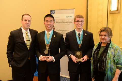 Jonathan Chan and Michael Seaman are the team winners of the Siemens Competition regional event held at the Massachusetts Institute of Technology. They advance to the National Finals in Washington, D.C. (Photo: Business Wire)