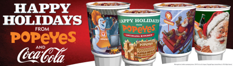 A Holiday Tradition Returns! Popeyes® Louisiana Kitchen Announces FOUR New Coca-Cola® Limited Edition Holiday Collector Cups  (Graphic: Business Wire)