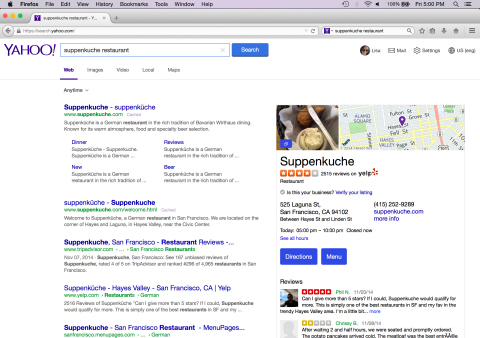 Screenshot of the new Yahoo Search experience in the Firefox browser. (Photo: Business Wire)