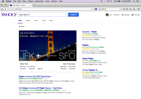 Screenshot of the new Yahoo Search experience in the Firefox browser. (Photo: Business Wire)