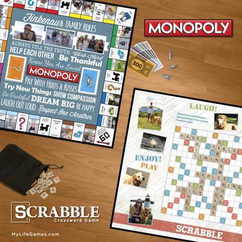 Consumers select photos and unique designs to create one-of-a-kind, customized MONOPOLY and SCRABBLE games available on CafePress.com (Photo: Business Wire)